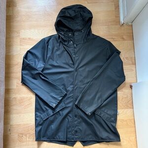 RAINS Unisex Black Hooded Raincoat